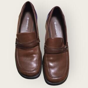 Naturalizer Rouke Brown Leather Loafers Block Heel | Women’s 6M